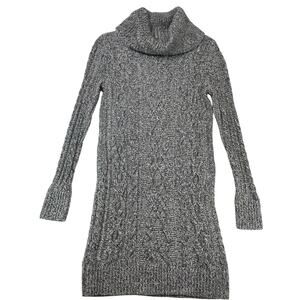 LOFT Petites Gray Cable Knit Cowl Neck Marled Sweater Dress SP Women's